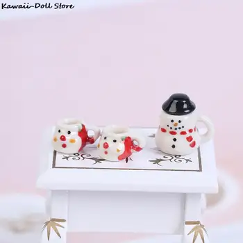 1:12 Casă De Păpuși În Miniatură Crăciun Ceramica Cupe & Oală Set Papusa Ceașcă De Ceai Cafea Casă De Păpuși Accesoriu Alb