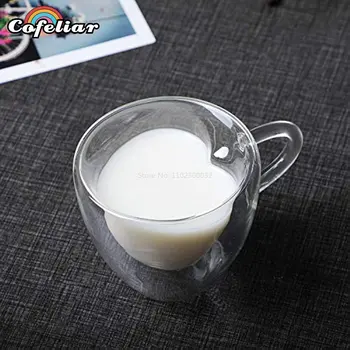 1-6Pcs 80ML Inima Perete Dublu Cupa de Sticla lucrate Manual Transparent de Cafea Espresso cu Lapte Bea Suc de Ceai de Apă Rezistente la Căldură Cani