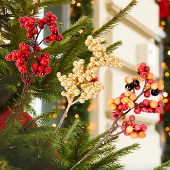 10buc Crăciun Roșu Boabe Ramuri Artificiale Roșu Holly fructe de Padure Decorare Pom de Crăciun Ornamente de Anul Nou DIY Coroană de Flori
