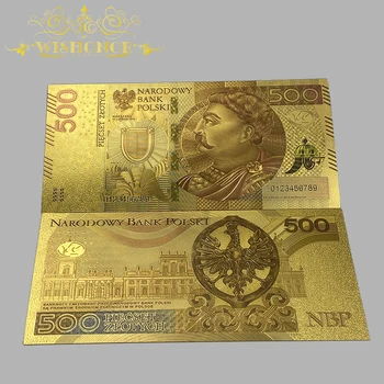 10buc/lot Nou de Culoare Polonia Bancnote De 50 100 200 500 Zloți Bancnote în Placat cu Aur de 24K Pentru Colectie