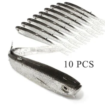 10buc Moale Momeli de Pescuit Momeală Silicon 7,5 cm pentru Pescuit Scrumbie Swimbait Momeli Artificiale Aborda Moale Zbura Momeli de Pescuit Momeală
