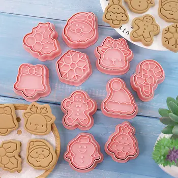 10buc/set Crăciun Biscuit Mucegai Cookie Cutter 3D Pressable Biscuit Mucegai Cookie Timbru DIY Cookie Decorare Instrumente Instrumente de Copt