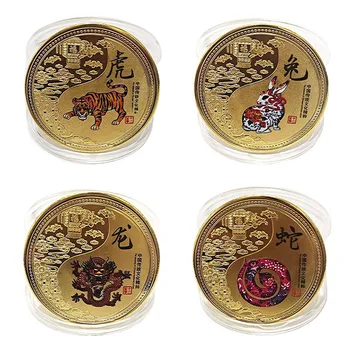12 Colorate de Animale ale Zodiacului Chinezesc de Colectie Monede pentru Noroc Suveniruri Monede de Aur Mascota Decor Acasă de Anul Nou Cadouri 2022