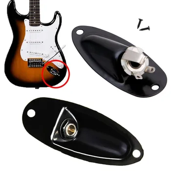 1Set Barca de Intrare Ieșire Jack Placa Soclu Negru Cu Șuruburi Pentru Fender Strat Chitara
