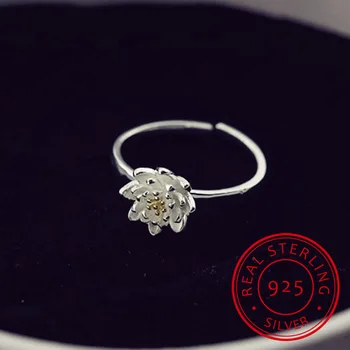 2019 Nou-Veniți Floare De Lotus Deschisă Inele Pentru Femei Nation Stil Lady Argint 925 Bijuterii Fine