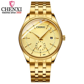 2022 Bărbați de Lux Ceas de Aur de CHENXI de Brand de Afaceri din Oțel Inoxidabil Cuarț Mens Ceasuri Impermeabil Ceas Relogio Masculino