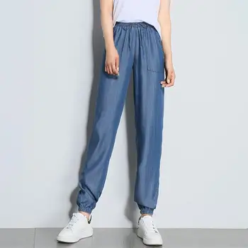 2022 Moda de Înaltă talie Subțire Denim pantaloni Harem pentru Femei Vara blugi Talie Elastic Pierde Toate-meci de Casual sex Feminin Nouă-punct de Pantaloni
