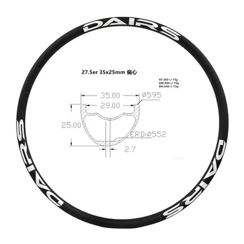 27.5 er Carbon mtb jante disc Asimetrie SUNT 35x25mm tubeless biciclete de Munte biciclete de enduro 400g Mountain Bike roata ERD 552mm