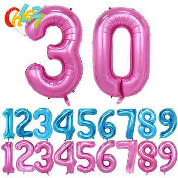 32 40 cm Roz Albastru Număr Baloane Folie Mari Cifre din Baloane cu Heliu nunta, decoratiuni Petrecere de Ziua Consumabile Copil de Dus