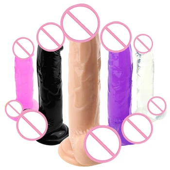 4 Dimensiunea Moale Jelly Penis Mare Butt Plug Vibrator Realist Fals Penisul Penis Anal Plug Jucarii Sexuale pentru Femei Barbati Vagin Anal Masaj