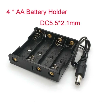 4 X 1.5 V AA Baterie Suport cutie din Plastic Cutie de Depozitare cu DC5.5 * 2.1 mm Priza de Putere