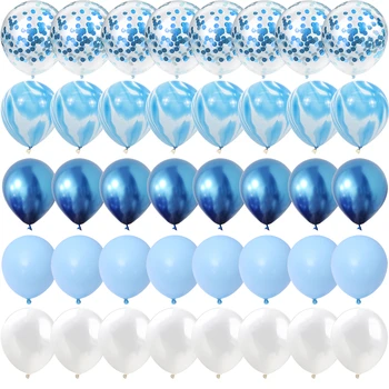 40 Buc Albastre Set Agat Marmură, Baloane Argintii Confetti, Baloane Nunta Ziua Îndrăgostiților Copil de Dus Petrecere Decoratiuni