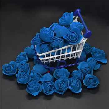 50pcs 100buc 200pcs Ieftine Mini Albastru Inchis Spuma PE Trandafiri Fals Cap de Flori Handmade de Nunta de Decorare