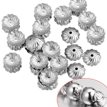 50pcs/lot din Oțel Inoxidabil de Culoare Argintie cu Flori Șirag de mărgele Capace pentru Bijuterii DIY Constatările Face Provizii Accesorii lucru Manual