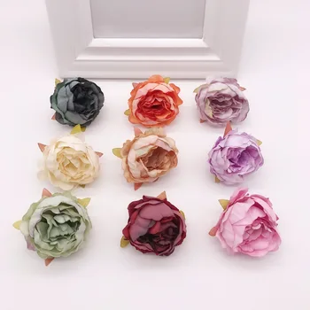 5pcs/lot 5 cm de Înaltă Calitate Bujor Cap de Floare de Mătase Artificială de Flori de Nunta de Decorare DIY Ghirlanda Ambarcațiuni de Flori