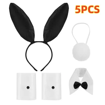 5PCs Sexy Bunny Petrecere Costum Cosplay Set Accesorii, papioane Crăciun Iepure Guler banda de Susținere Accesorii de Halloween