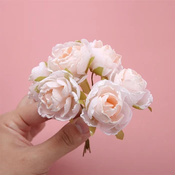 6 Buc/Buchet Romantic Artificiale de Trandafiri Buchet Mic DIY Petrecere Acasă Nunta Decor Interior de Ziua Îndrăgostiților
