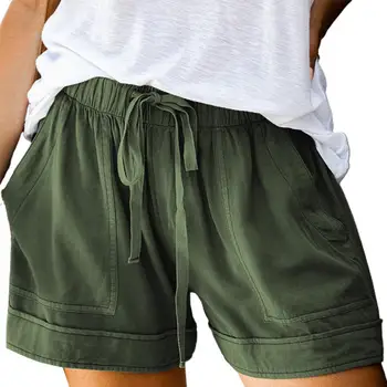 60% Vânzări la Cald pantaloni Scurți Cordon Elastic Talie Femei Vrac Buzunare Mini pantaloni Scurți de Plajă