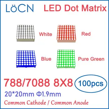 8x8 8*8 1,9 mm LED-uri Dot Matrix Display ROSU VERDE ALBASTRU ALB Module Comune Catod Anod 20*20mm 3mm 3.75 mm 5mm digital tub 788