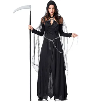 Adult Negru Vrăjitoare Rea Costum De Sex Feminin Cosplay Costum De Halloween Suflet Rătăcitor Gotic Vrăjitoare Rochie Lunga