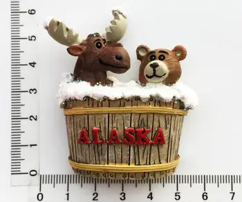 Alaska Magnet de Frigider de Suveniruri UAS Animale Handpainted Drăguț 3D Elan și să Poarte Magneții de Frigider Autocolant Ambarcațiunile de Decor