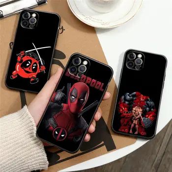 Amuzant Marvel Deadpool Avengers Silicon Negru Telefon Caz Pentru iPhone 11 12 13 14 Pro Max XS XR X 8 7 6S Plus SE husă Moale Fundas