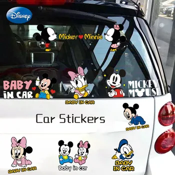 Anime Mickey Mouse Autocolant Auto Kawaii Figura Minnie Mouse Copilul În Mașină Parbriz Spate Autocolante Decor Fereastră De Conducere Oglindă Decal