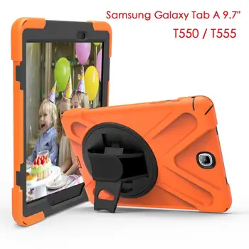 Armura Coque pentru Samsung Galaxy Tab a 9.7 SM-T550 T555 Curea de Mână Rotație de 360 Stand TPU Caz Acoperire pentru Samsung T550 T555 Caz