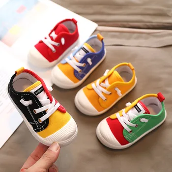 Baieti Pantofi de Panza Adidasi Fete Pantofi de Tenis Dantela-up Încălțăminte pentru Copii Toddler Galben Chaussure Zapato Casual Copii Panza Pantofi