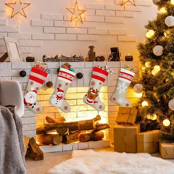 BIEMLERFN Nou Moș Crăciun Ciorap Ciorap Bomboane Saci de Decorare Pom de Crăciun Lenjerie Sac de Cadouri pentru Copii Cadouri Decor Agățat