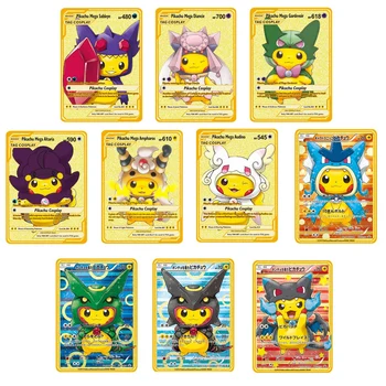 Carduri Pokemon Metal Jocuri Card Colecție de Jucării Cifrelor Anime Cosplay Pikachu Charizard Mewtwo GX VAMX EX Energie Carduri de Luptă Jucărie