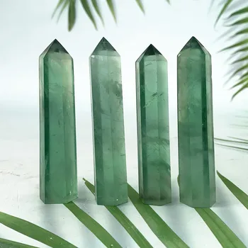 Clar Naturale Cristal De Fluorit Bagheta Punct Turn De Piatră Decor Real Cristale Verzi Spirituală Vrăjitorie Vindecare Reiki Cuarț