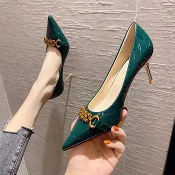 Cresfimix Femei De Moda Verde A Subliniat Toe Pompe De Toc Doamna Casual, De Înaltă Calitate Petrecere Pantofi Roșii Femmes Hauts Gheare C5507