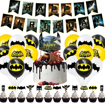 DC Anime Cifre Bruce Wayne Batman Tema Petrecere de Ziua pentru Copii Set de Decorare Scoate Tortul cu Steag, Steagul Balon Cadouri