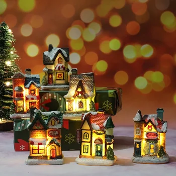 De Craciun Noi Decoratiuni De Craciun Rășină Casă Mică Micro Peisaj Rășină Casa Ornament Mici Cadouri De Crăciun