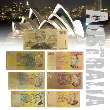 De Vânzare la cald Colorate Australia Aur a Bancnotelor Noi AUD Bancnota de 100 eur Set Placat cu Aur cu Folie de Aur a Bancnotelor în Monedă de Colectare Cadouri