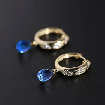 Designer original S925 argint incrustate cu oval albastru de cristal pandantiv femei Cercei rafinat de lux elegante, bijuterii farmec