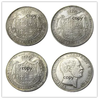 Doppeltaler, 2 Thaler, Hessen-Kassel Un Set De (1851 1854 1855) 3pcs Argint Placat cu Copia Fisei