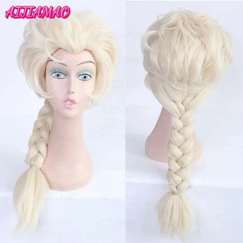 Elsa Peruca Printesa Blonda De Platină Impletituri Par Sintetic Rezistent La Căldură Peruci Cosplay + Capac De Peruca