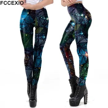 FCCEXIO 5 Culori Galaxy Geometrie Imprimare Femei Sexy fără Sudură Jambiere Casual Antrenament de Fitness Pantaloni Sport Pantaloni