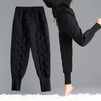 Femei De Iarnă 2022 Jos Pantaloni Din Bumbac Pantaloni De Moda Cald Gros De Sex Feminin Cald Pantaloni Talie Mare Pantaloni De Trening X570