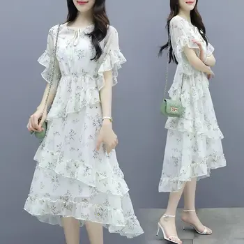 Florale Șifon rochie de vara pentru femei 2022 nou rochie de femei subțire de moda temperament mici proaspete zână tort fusta