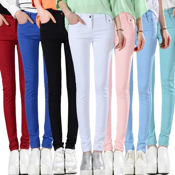 FSDKFAA Stil coreean Plus Dimensiune Pantaloni de Vara pentru Femei Skinny Candy Culori Creion Pantaloni Casual Pantaloni Slim Stretch Negru Jambiere