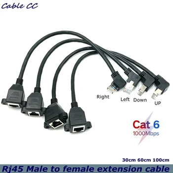 Gigabit Ethernet Cot 90° Cablu de Retea RJ45 de sex Masculin la Feminin Surub Cablu de Extensie de Bandă largă Calculator Router CAT6 30cm