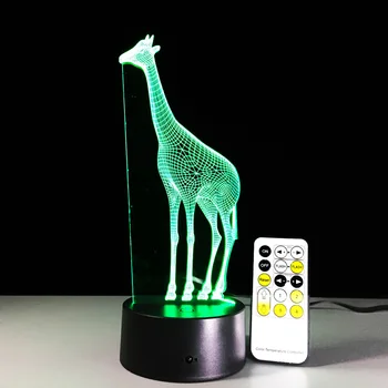 Girafa figura vizuale 3D LED lampă de protecție a ochilor de Control de la Distanță acrilice Acțiune figura Culoare reglabil ornament Y69