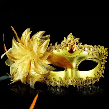 Halloween Misterios Masca de Ochi se Acoperă cu Pene Strasuri Paiete Dantelă Design Dans Petrecere Masca Femeile se Confruntă cu Masca de Aur