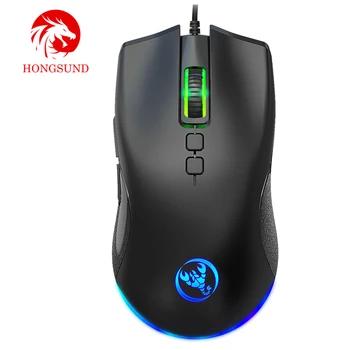 Hongsund lumina de Fundal Colorate de Joc Mouse-ul de E-Sport cu Fir Mouse, 6400Dpi Suport Reglabil Programare Macro Mouse-ul