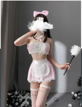 Japoneza Sexy Drăguț Servitoare Minunat Albastru Roz Anime Cospaly Erotice Joc de Rol Kawaii Crăciun Lenjerie de Haine pentru Femei 2021 NOI