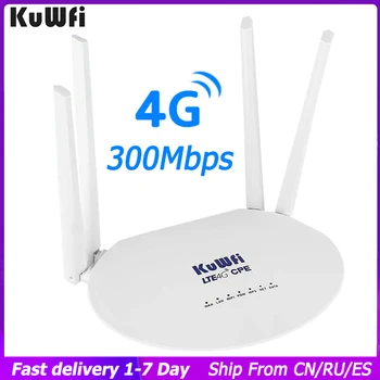KuWFi 4G Wireless Router Wifi 300Mbps LTE Wi-fi Modem Router Cu SIM Card Slot 4buc Antenă Externă 32 Utilizatorii Wifi RJ45