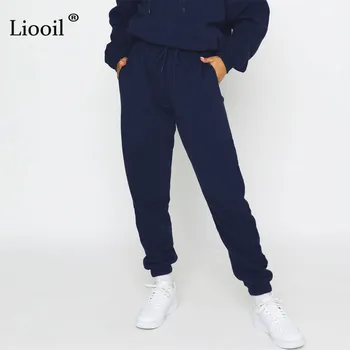 Liooil Fleece Joggers Cordon Creion Pantaloni Femei De Înaltă Talie Pantaloni De Trening Largi, Cu Buzunar Casual Toamna Iarna Streetwear Pantaloni